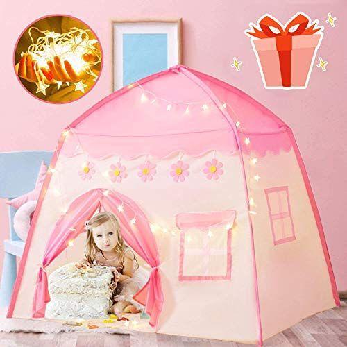 キッズテント ボールハウス 子供用テント ピンク LEDライト・飾り・収納バッグ付き 室内 組み立て式 収納簡単 誕生日 クリスマス 出産祝