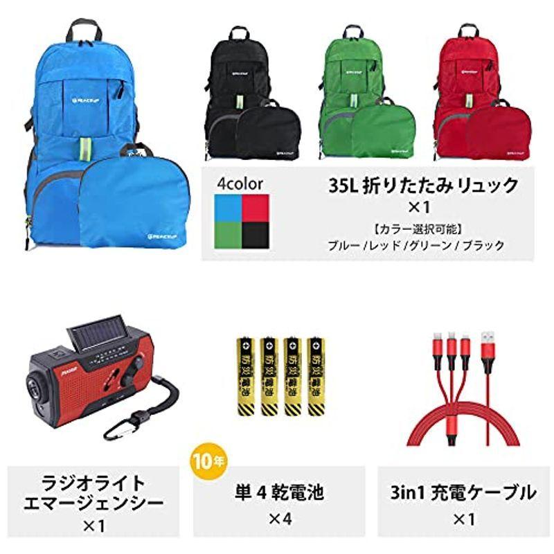 NEWNEWPEACEUP 防災セット 1人用 警戒レベル3 防災リュック (折リュック 避難生活用品 車載リュック10点セット SH20EO5