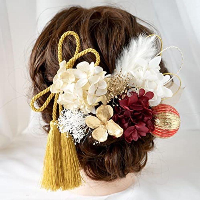 髪飾り ２点セット 和装 卒業式 お呼ばれ 振袖 浴衣 子供 和風 成人式 赤 つまみ細工 七五三 着物 袴 ドレス 花 結婚式