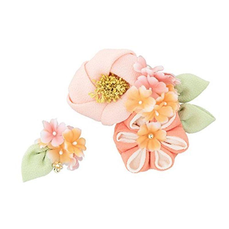 新作モデル 成人式 髪飾り ソウビエン 卒業式 卒業式 髪留め ちりめん 縮緬 フラワー 花 椿 梅 薄橙色 ピンク 桜色 2点セット つまみ細工 その他和装小物 Lolas Com Co