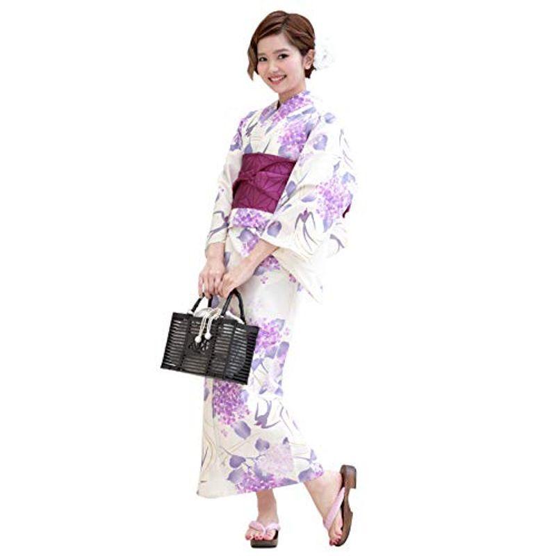 (ソウビエン) 浴衣セット レディース レトロ bonheur saisons ボヌールセゾン 生成り色 アイボリー 紫陽花 ツバメ 燕 流(12050円)