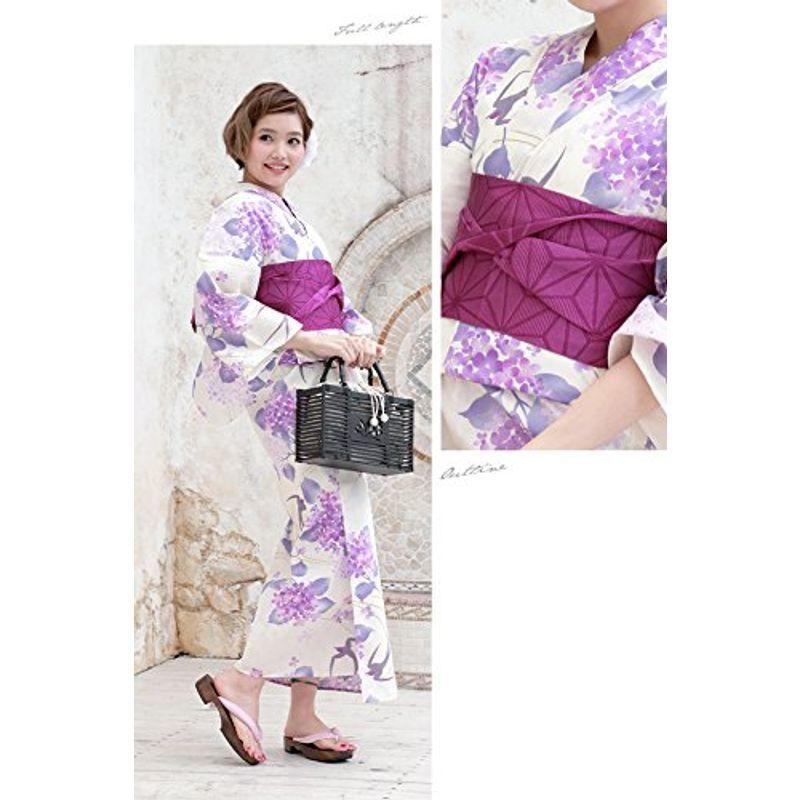 (ソウビエン) 浴衣セット レディース レトロ bonheur saisons ボヌールセゾン 生成り色 アイボリー 紫陽花 ツバメ 燕 流