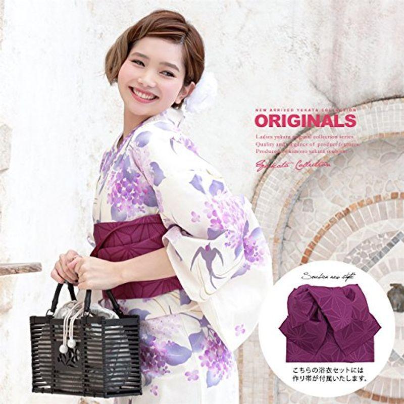(ソウビエン) 浴衣セット レディース レトロ bonheur saisons ボヌールセゾン 生成り色 アイボリー 紫陽花 ツバメ 燕 流