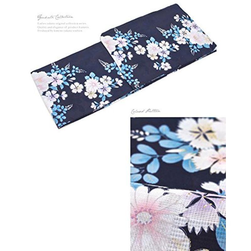 (ソウビエン) 浴衣セット レディース レトロ bonheur saisons ボヌールセゾン 紺 ネイビー 撫子 萩 藤 花 ラメ 綿 花 ソウビエン 浴衣セット レディース レトロ bonheur saisons ボヌールセゾン ネイビー 撫子 ラメ