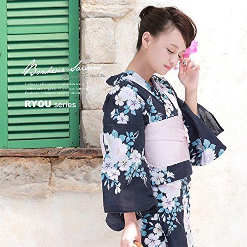 (ソウビエン) 浴衣セット レディース レトロ bonheur saisons ボヌールセゾン 紺 ネイビー 撫子 萩 藤 花 ラメ 綿 花 ソウビエン 浴衣セット レディース レトロ bonheur saisons ボヌールセゾン ネイビー 撫子 ラメ
