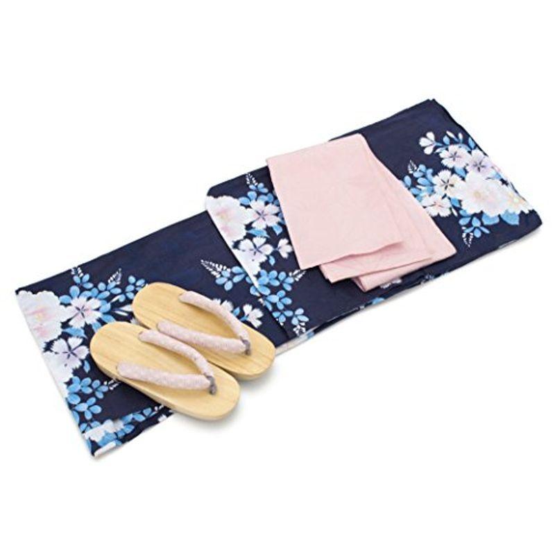 (ソウビエン) 浴衣セット レディース レトロ bonheur saisons ボヌールセゾン 紺 ネイビー 撫子 萩 藤 花 ラメ 綿 花 ソウビエン 浴衣セット レディース レトロ bonheur saisons ボヌールセゾン ネイビー 撫子 ラメ