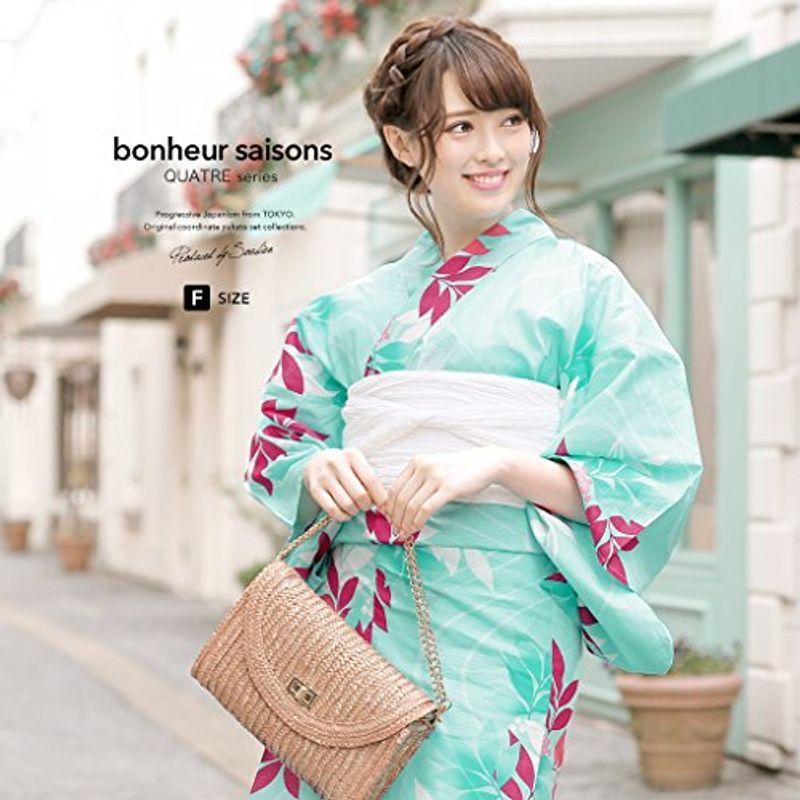 (ソウビエン) 浴衣セット レディース レトロ bonheur saisons ボヌールセゾン 青緑 ターコイズグリーン ピンク 白 南天 ソウビエン 浴衣セット レディース レトロ bonheur saisons ボヌールセゾン 青緑 ターコイズグリーン ピンク 南天