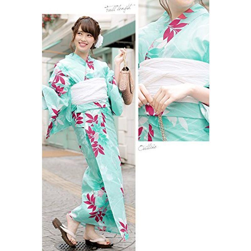 (ソウビエン) 浴衣セット レディース レトロ bonheur saisons ボヌールセゾン 青緑 ターコイズグリーン ピンク 白 南天 ソウビエン 浴衣セット レディース レトロ bonheur saisons ボヌールセゾン 青緑 ターコイズグリーン ピンク 南天