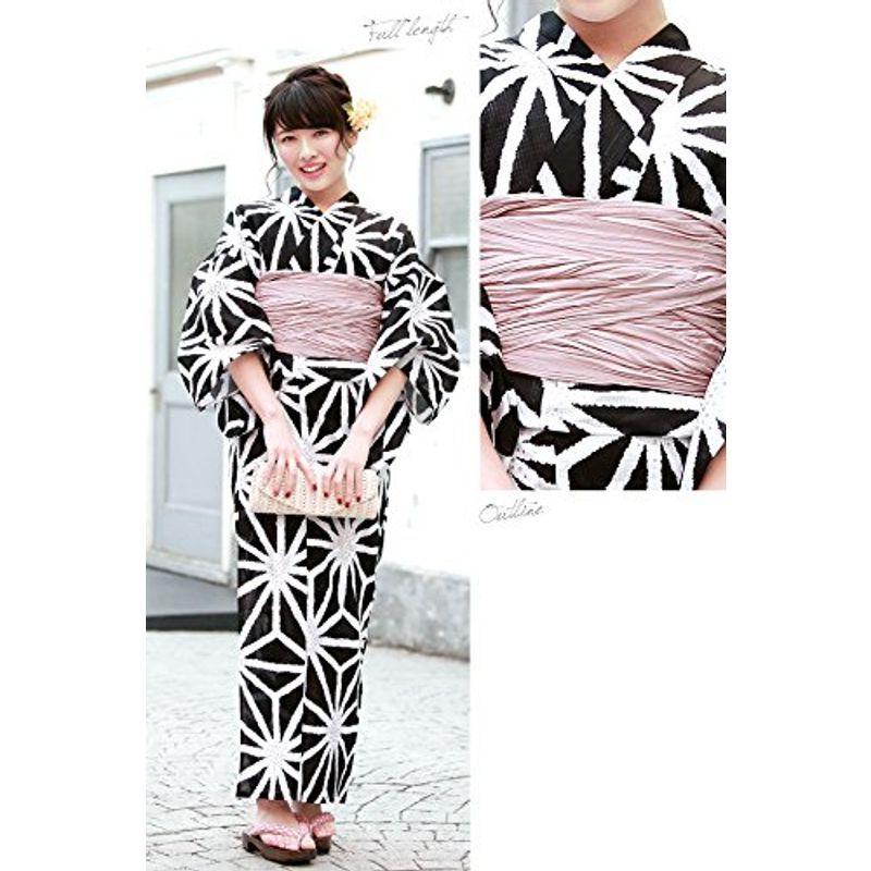 (ソウビエン) 浴衣セット レディース レトロ bonheur saisons 黒 ブラック 白 ホワイト ピンクベージュ ラメ 麻の葉文 ソウビエン 浴衣セット レディース レトロ bonheur saisons ブラック ホワイト ピンクベージュ ラメ 麻の葉文