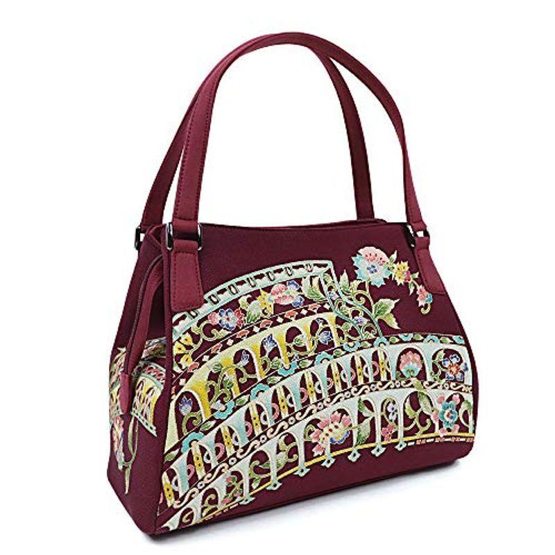 岡重 バッグ OKAJIMA 赤 臙脂 ワインレッド 更紗 花唐草 京友禅 上品