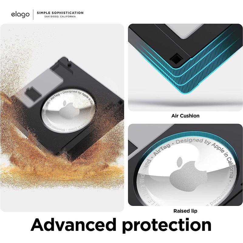 スーパーセール期間限定 Elago AirTag 対応 保護 ケース シリコン キーホルダー レトロ かわいい 製 デザイン 傷防止 薄型 カバー  キーリング タイ カメラアクセサリー