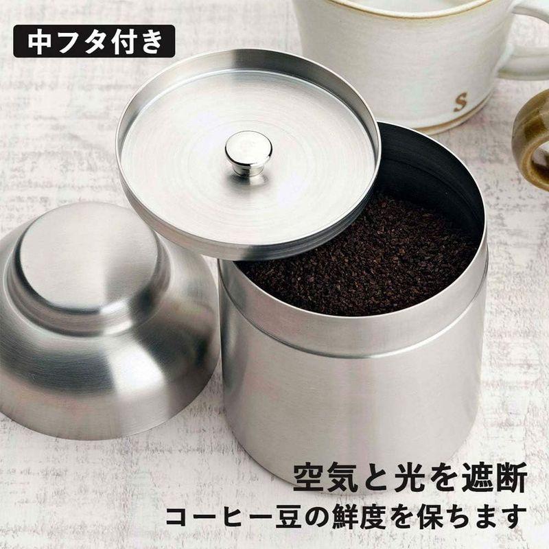 珈琲考具 KOGU 下村企販 コーヒー キャニスター 日本製 ステンレス コーヒー豆 100g 密閉 中蓋付き 保存容器 400ml アウト｜colorful-market｜07