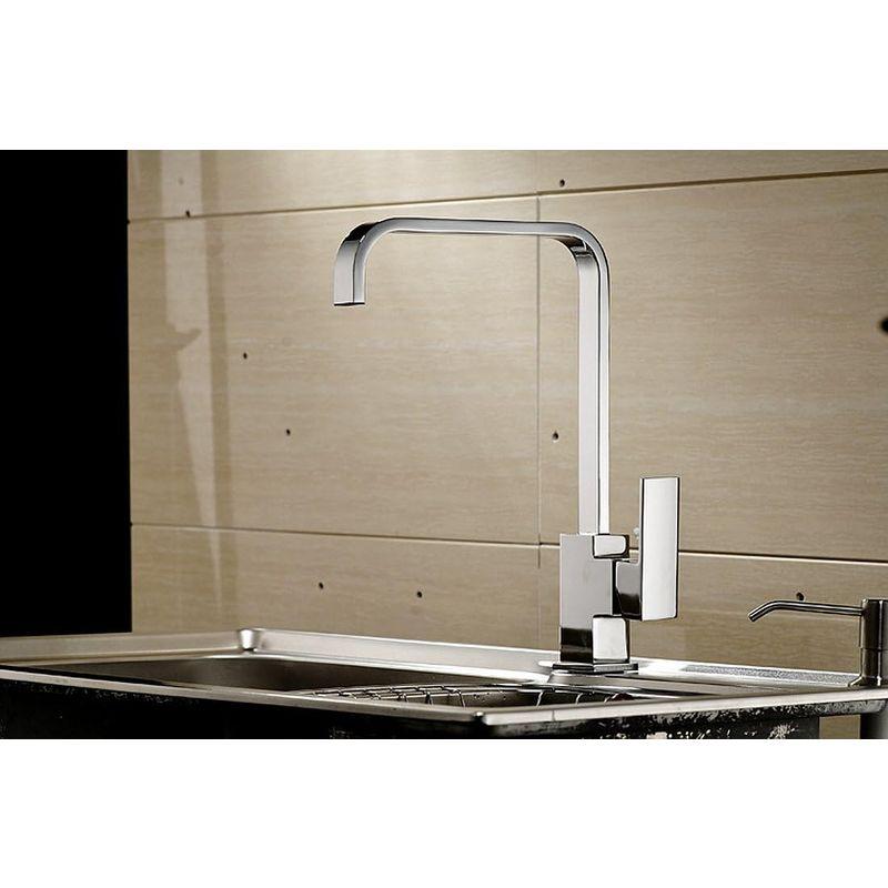 SK41　キッチン用　L型　混合水栓　360°回転　手洗いボウル　厨房　台所　シングルレバー　モダン　蛇口　L字型　Lタイプ　シンク　洗面台
