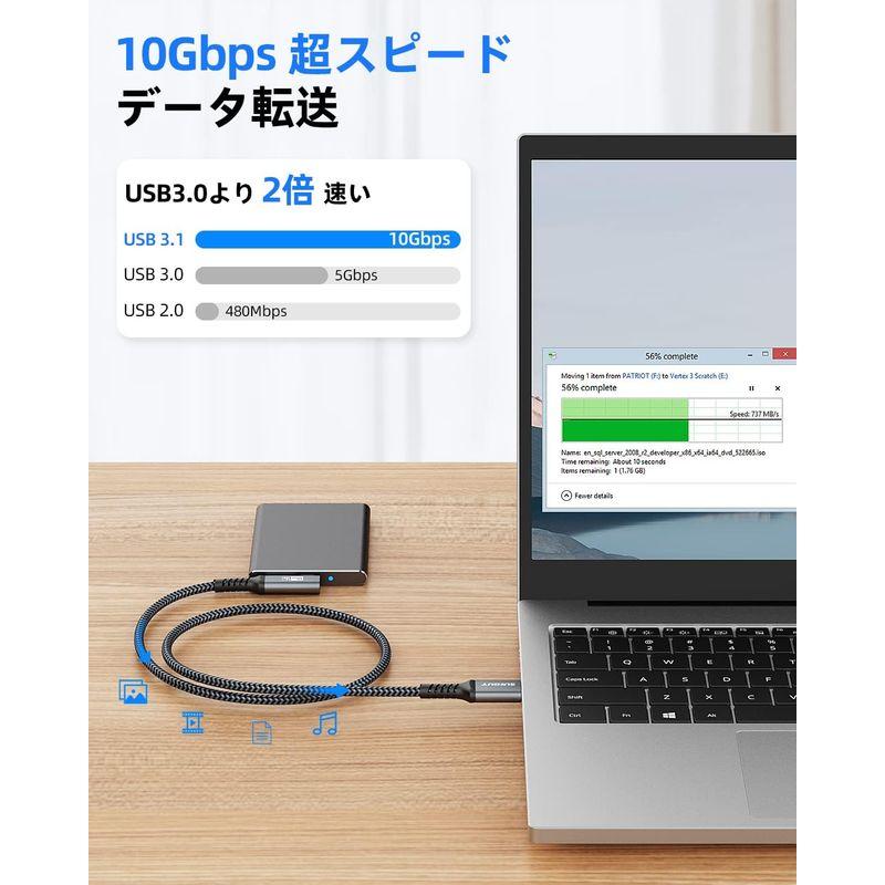 SUNGUY USB Type C ケーブル USB-A to USB-C L字 USB3.1 Gen2 タイプC ケーブル 10Gbps｜colorful-market｜07