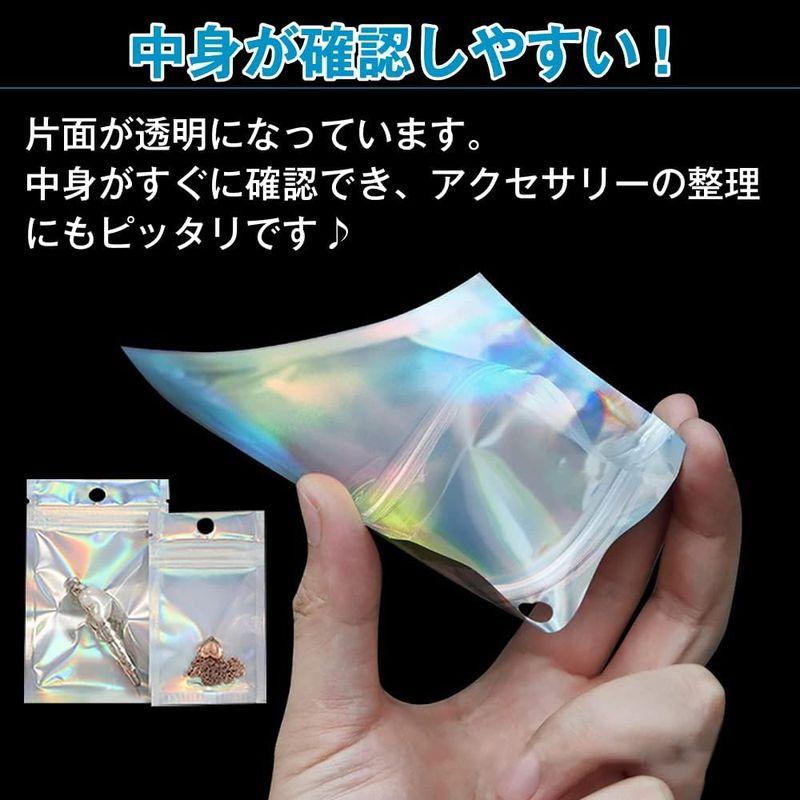 shttown オーロラ チャック袋 100枚セット 大容量 ジッパー 収納袋 オシャレ ラッピング レインボー 透明 (9 × 16cm)｜colorful-market｜02