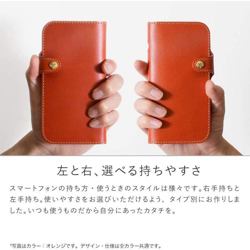 HUKURO iPhone12 mini 用 ケース 手帳型 革 左手持ち ブラック 赤糸｜colorful-market｜02
