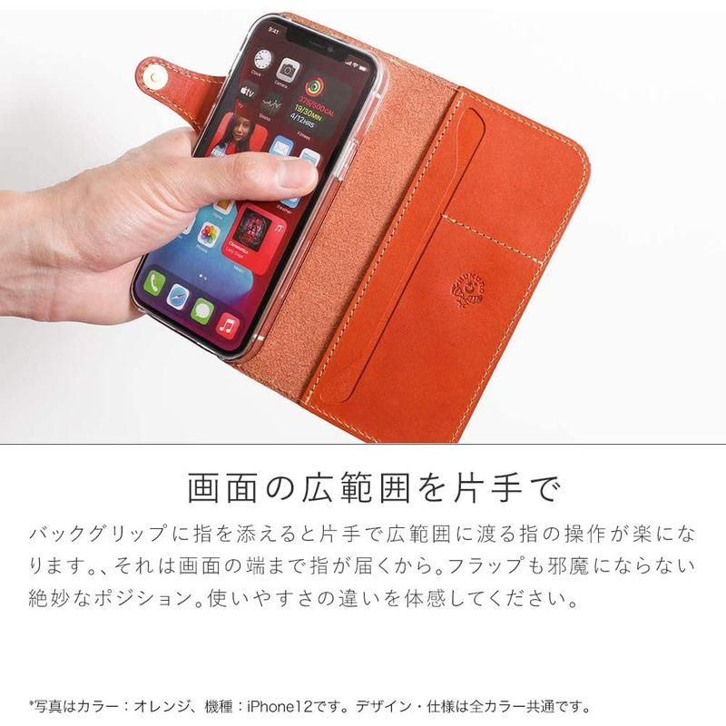 HUKURO iPhone12 mini 用 ケース 手帳型 革 左手持ち ブラック 赤糸｜colorful-market｜03