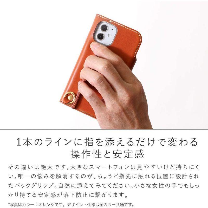 HUKURO iPhone12 mini 用 ケース 手帳型 革 左手持ち ブラック 赤糸｜colorful-market｜08