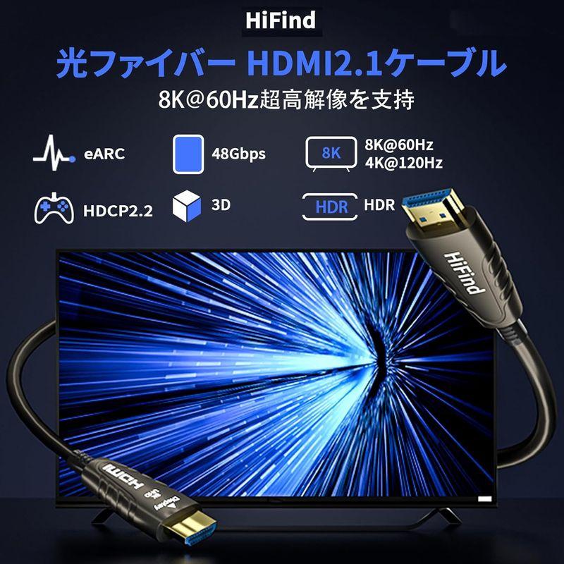HiFind 8K HDMIケーブルプレミアム認証 5M スリム 48Gbps超高速光ファイバーHDMI2.1ケーブル AOC HDMI2.｜colorful-market｜05