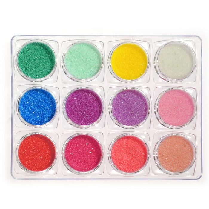 ネイルシール シュガーパウダー 大きめつぶつぶ12色セット カラー