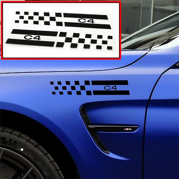C4 ステッカー テープ シール レース 格子 ドレスアップ カー用品 車 外装 ボディー ガラス 送料無料 日本最大級