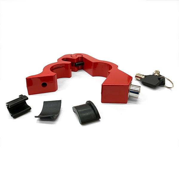 ハンドルロック盗難防止システム 鍵付き【赤】 ブレーキロック セーフティー用品 ハンドルロック アクセル グローブ