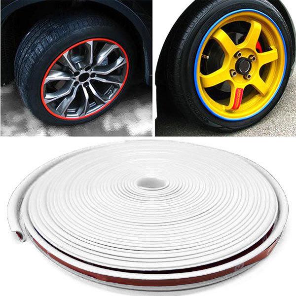 ホイールリムガード 保護カバー ステッカー テープ 車 バイク カー用品 タイヤ 8m ロール ホワイト tapewheelwhite