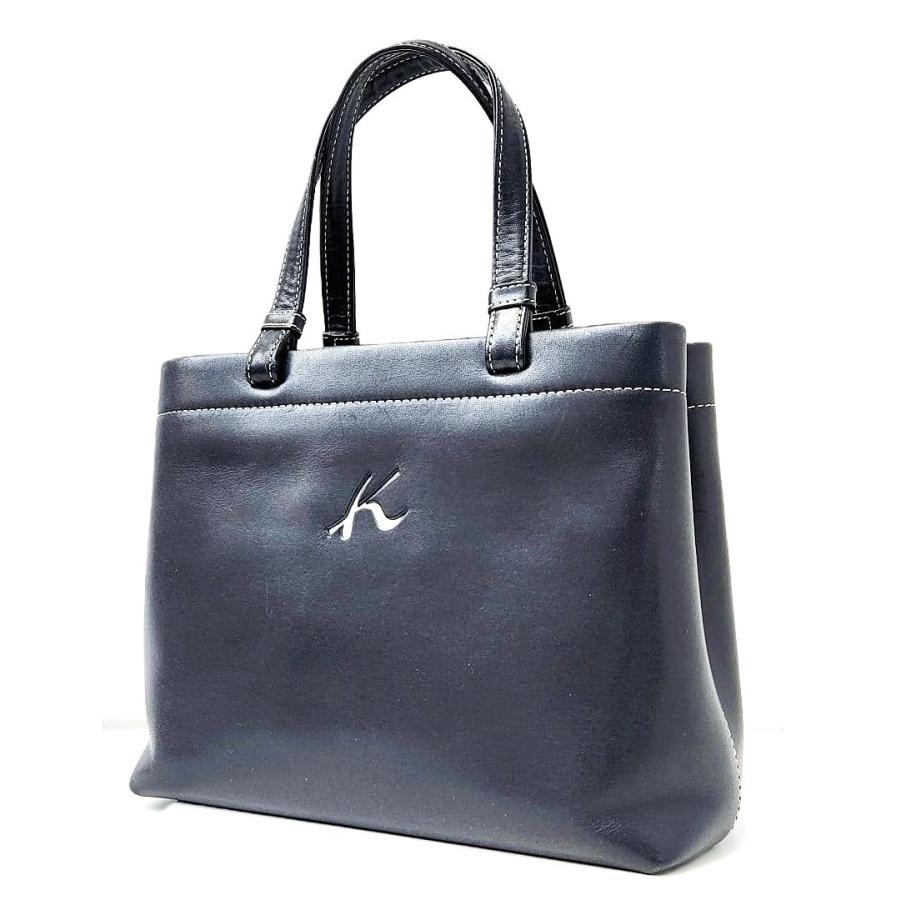 美品✨キタムラ 牛革 ハンドバッグ ミニポーチ付き レザー 本革 ネイビー Kitamura（キタムラ） レザー 本革 ハンドバッグ ネイビー ポーチ付き