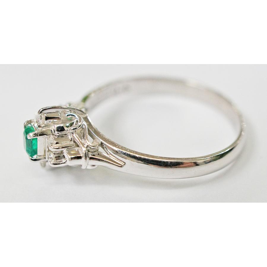 Pt900 エメラルド＆ダイヤモンド リング サイズ「17」 4.25g【中古 