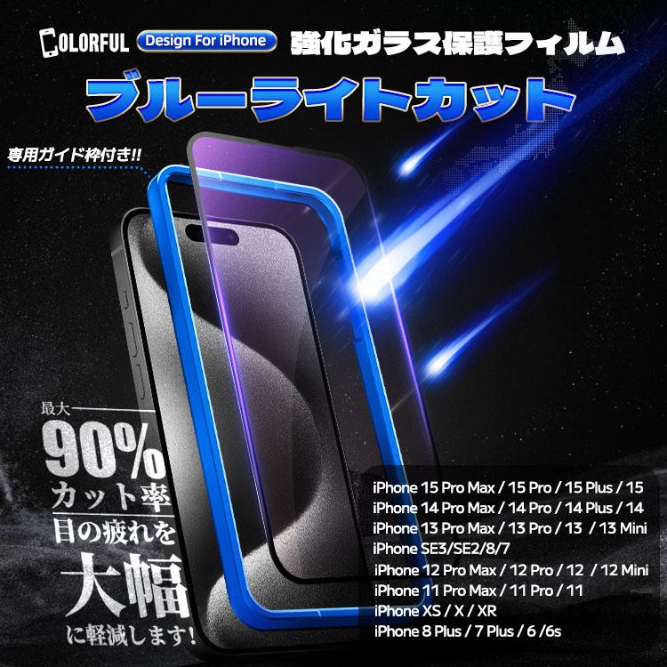 4月28日迄限定特価 70%OFF iPhone15 保護フィルム フィルム ガラスフィルム ブルーライトカット iPhone アイフォン アイホン pro Max plus 14 13 12 SE｜colorful0722｜02