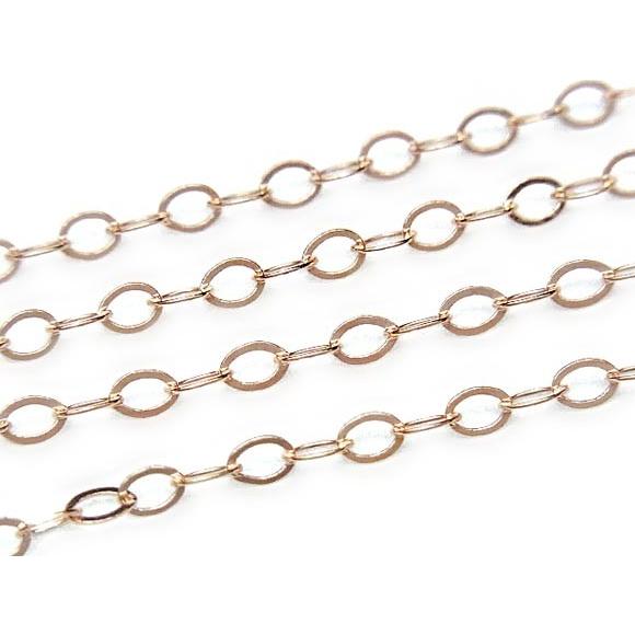 14KGF ピンクゴールドカラー ネックレス 平あずきチェーン 1.5mm 45cm 