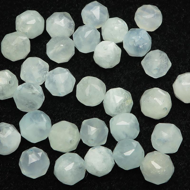 粒販売 アクアマリン スターカット 丸玉 8mm［プレミアムカット］【3粒