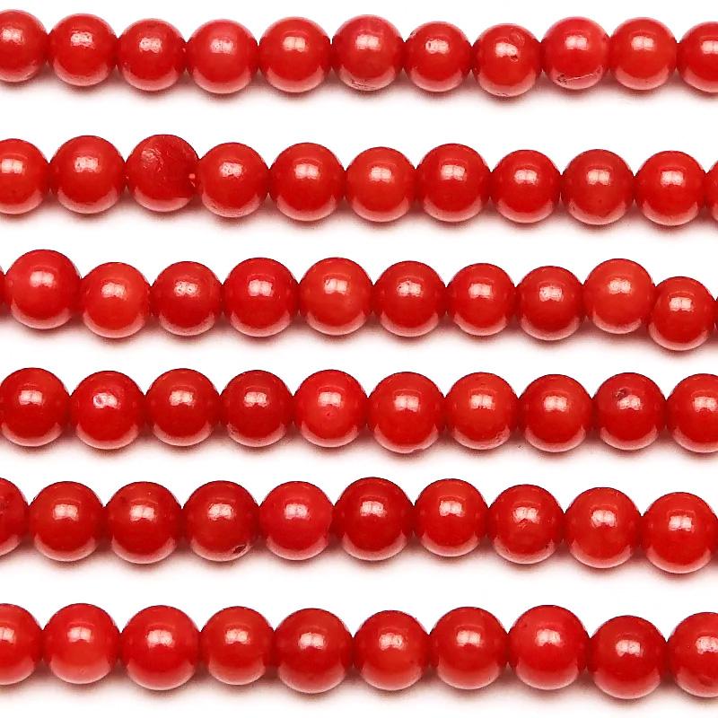 レッドコーラル（赤珊瑚） 丸玉 3mm【1連販売】 / 7-3 CO3M : 天然石