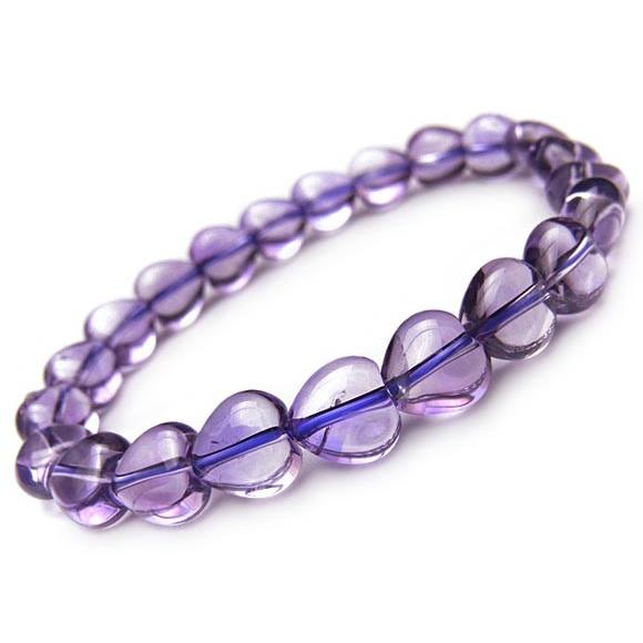 天然石　ハンドメイドブレス　アメトリン　リビアングラス　アメジスト　ハート アメジスト ハートブレス 9×6mm【1コ販売】 / 9-33 AM-HTBS : 天然石