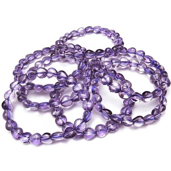 天然石　ハンドメイドブレス　アメトリン　リビアングラス　アメジスト　ハート アメジスト ハートブレス 9×6mm【1コ販売】 / 9-33 AM-HTBS : 天然石