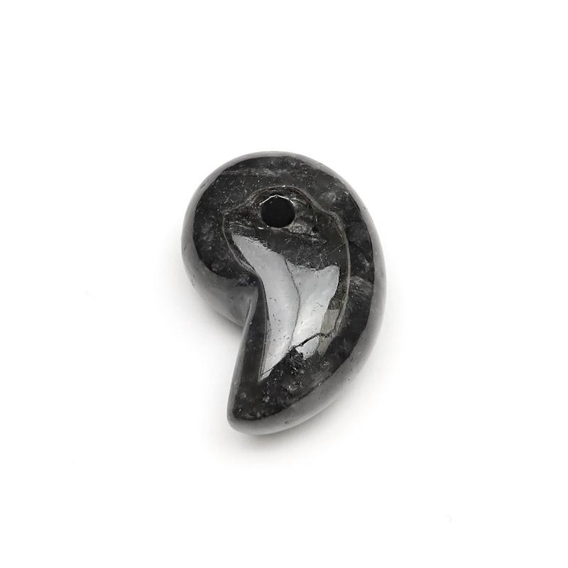 ビルマ産 黒翡翠 勾玉 20mm【1コ販売】 / 60-3 HI20MG-X : 天然石専門