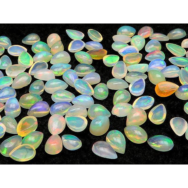 エチオピア産 プレシャスオパール ペアシェイプ カボション 5〜6mm 4コ 