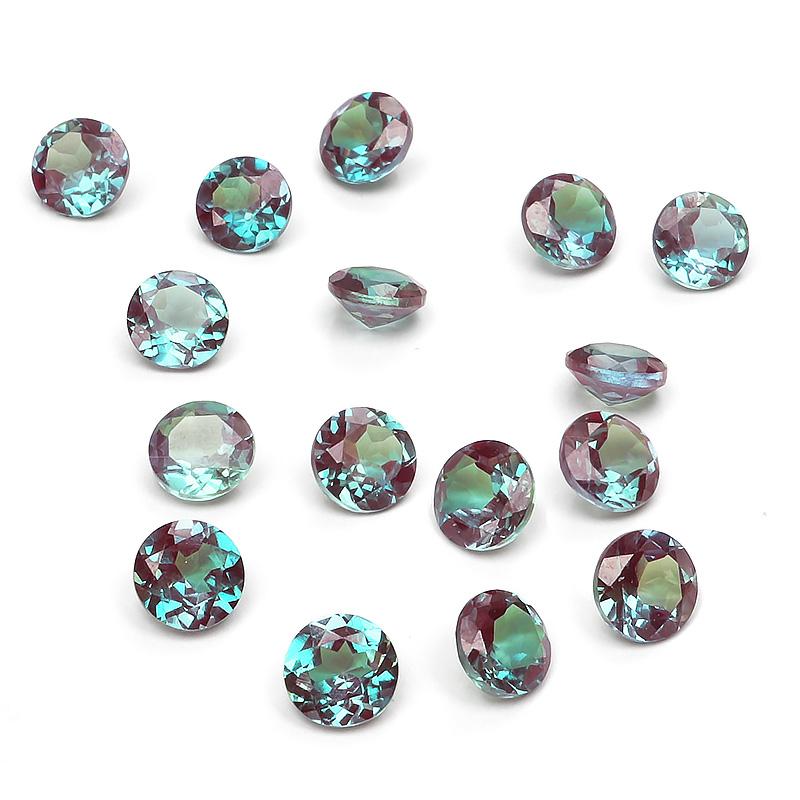 合成アレキサンドライト コインファセットカット ルース 4mm【1コ販売
