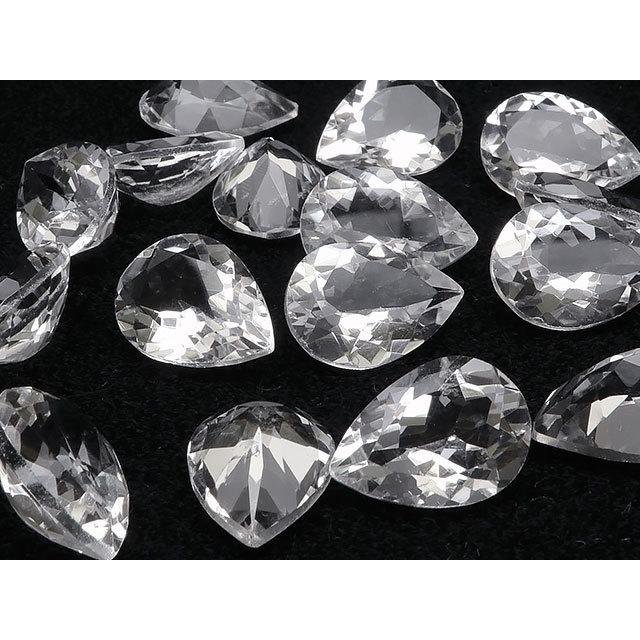 天然水晶 クリスタルクォーツ ペアシェイプファセットカット