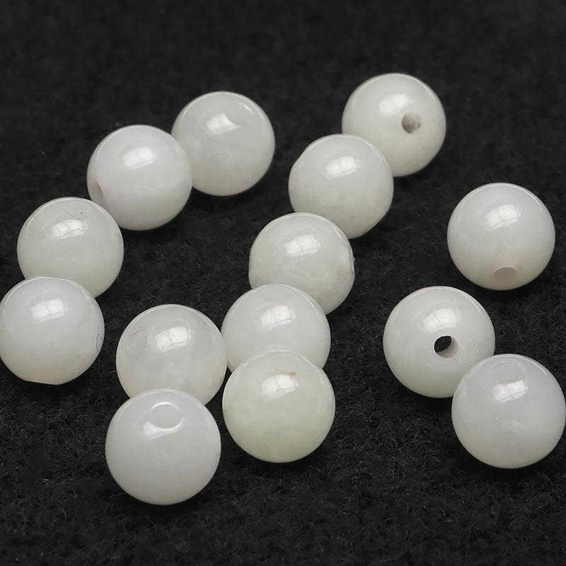 粒販売 ビルマ産 白翡翠 ホワイトジェダイト 丸玉 6mm【1粒販売