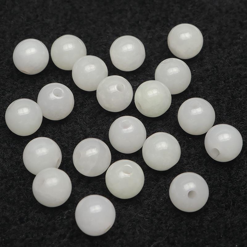 粒販売 ビルマ産 白翡翠 ホワイトジェダイト 丸玉 6mm【1粒販売
