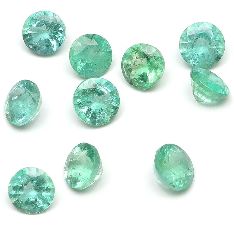ザンビア産 エメラルド コインファセットカット ルース 4mm【1コ販売