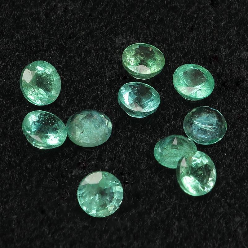 ザンビア産 エメラルド コインファセットカット ルース 4mm【1コ販売