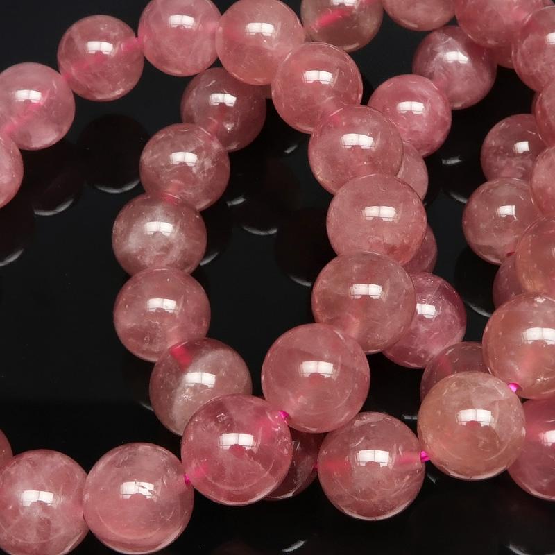 マダガスカル産 ディープローズクォーツ 丸玉ブレス 12mm【1コ販売