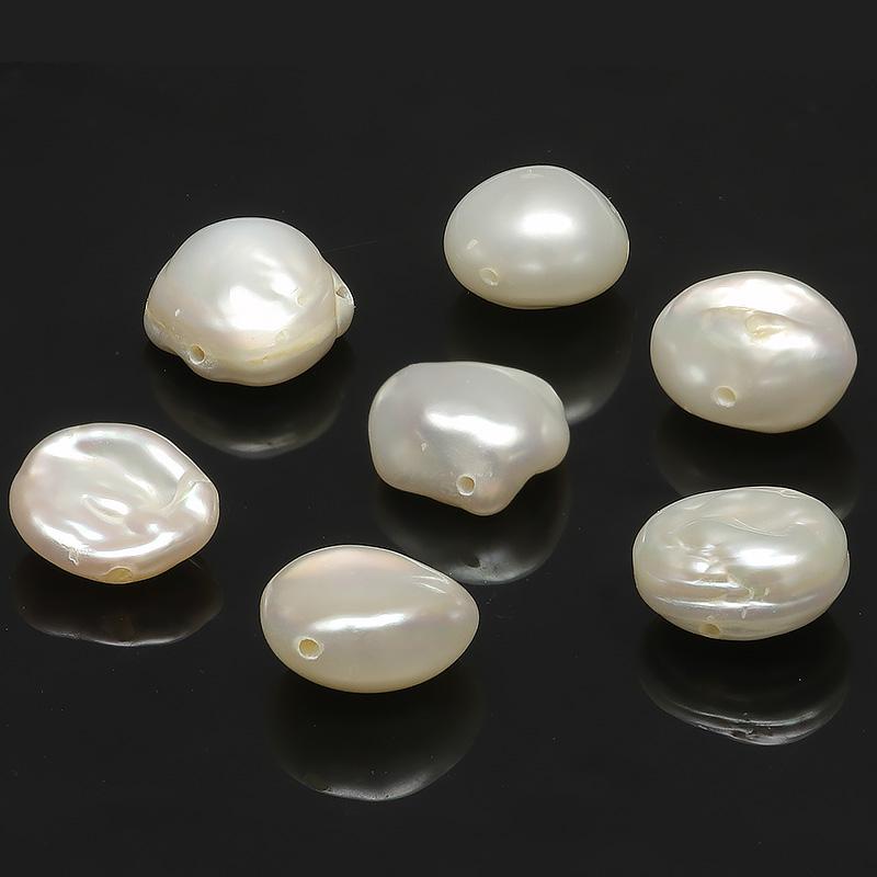 粒販売 淡水真珠 ホワイトケシパール バロック 9〜11mm［クレオ穴］【5