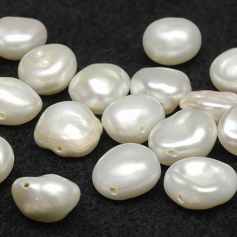 粒販売 淡水真珠 ホワイトケシパール バロック 9〜11mm［クレオ穴］【5