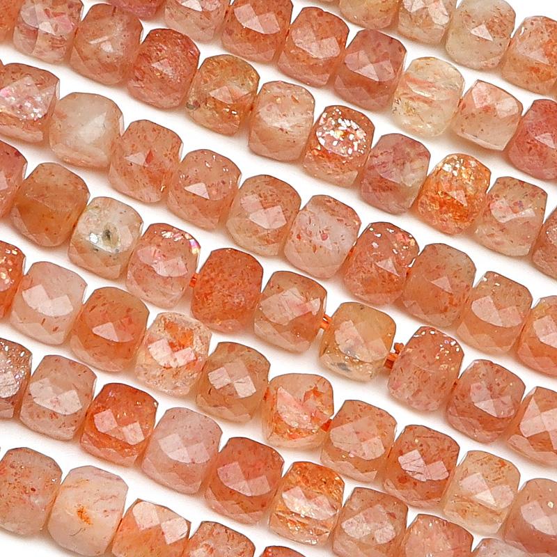 サンストーン キューブカット 4mm［プレミアムカット］【1連販売】 / 9 
