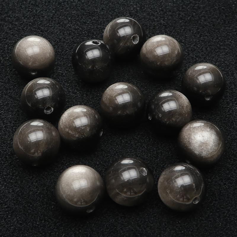 粒販売 メキシコ産 シルバーオブシディアン 丸玉 12mm【4粒販売