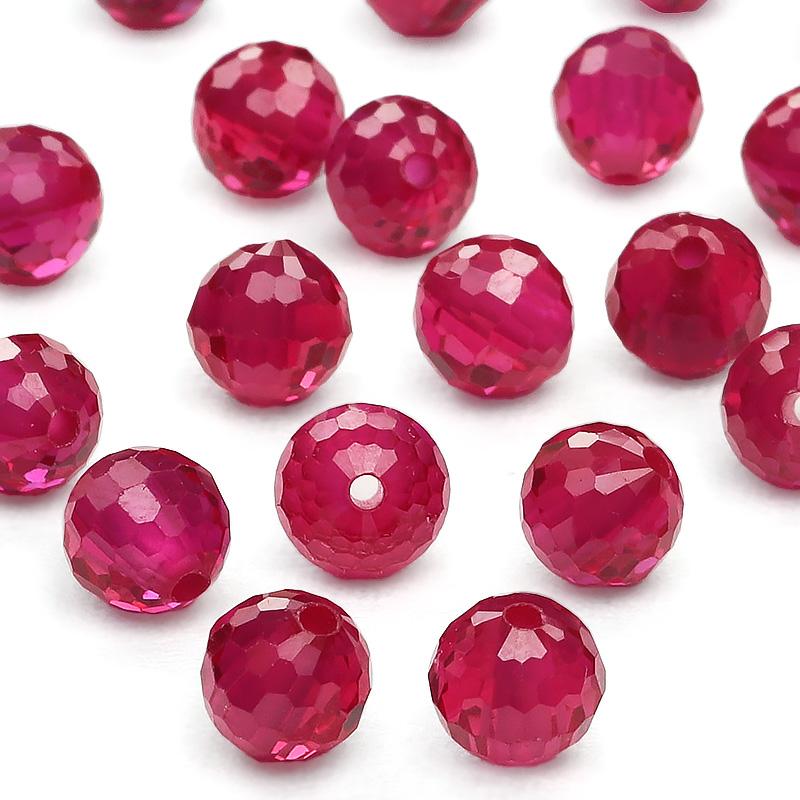 在庫処分セール！ルビー様ご検討消費！高品質艶々丸粒タイプ手芸ペレット20kg入り 粒販売 合成ルビー 128面カット 丸玉 6mm［プレミアムカット］【4粒