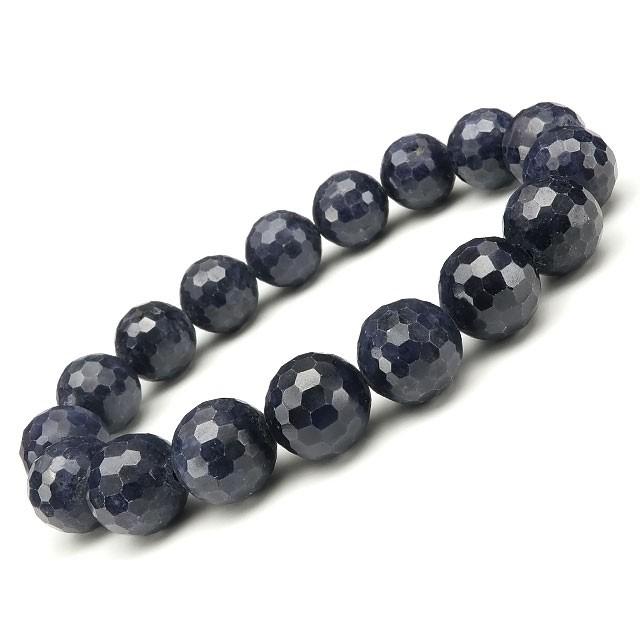 サファイア 128面カット 丸玉 ブレス 12mm No.5【1点もの】 / 60-4 